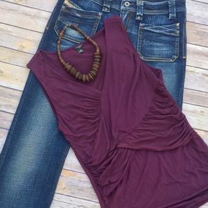 Pretty purple sleeveless blouse from Ann Taylor